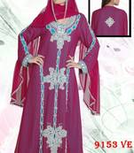Wine embroidered georgette islamic-kaftans