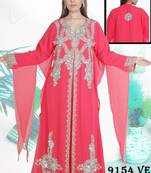 Light-peach embroidered georgette islamic-kaftans