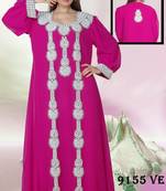 Rani-pink embroidered georgette islamic-kaftans