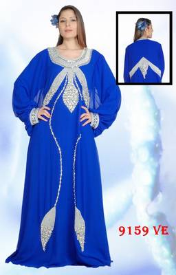 Royal-blue embroidered georgette islamic-kaftans 1