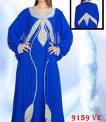 Royal-blue embroidered georgette islamic-kaftans