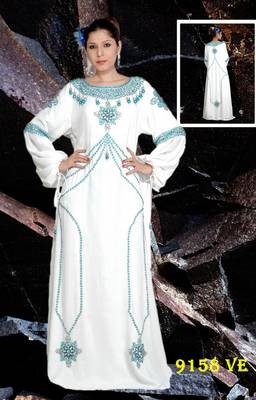 White embroidered georgette islamic-kaftans 1