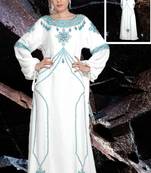 White embroidered georgette islamic-kaftans