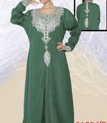 Dark-green embroidered georgette islamic-kaftans