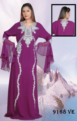 Wine embroidered georgette islamic-kaftans 1