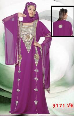 Purple embroidered georgette islamic-kaftans 1