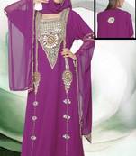 Purple embroidered georgette islamic-kaftans