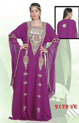 Purple embroidered georgette islamic-kaftans 1