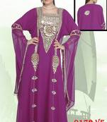 Purple embroidered georgette islamic-kaftans