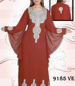 Brown embroidered georgette islamic-kaftans