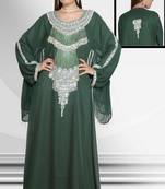 Dark-green embroidered georgette islamic-kaftans