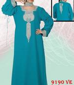 Teal embroidered georgette islamic-kaftans