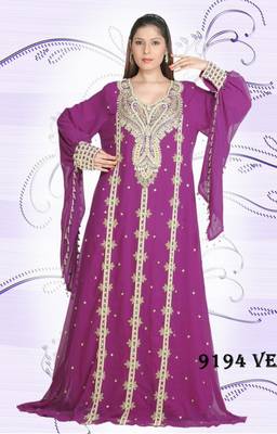Purple embroidered georgette islamic-kaftans 1