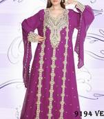 Purple embroidered georgette islamic-kaftans
