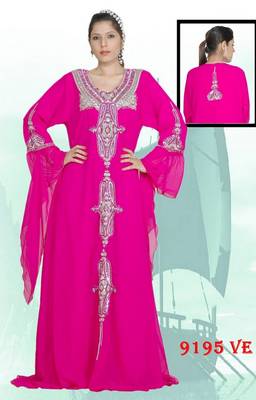 Rani-pink embroidered georgette islamic-kaftans 1