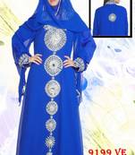 Royal-blue embroidered georgette islamic-kaftans