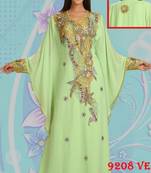 Light-parrot-green embroidered georgette islamic-kaftans