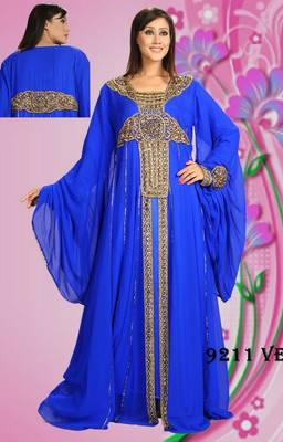 Royal-blue embroidered georgette islamic-kaftans 1