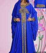 Royal-blue embroidered georgette islamic-kaftans