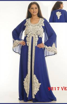 Navy-blue embroidered georgette islamic-kaftans 1