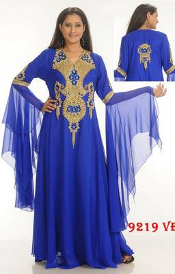 Royal-blue embroidered georgette islamic-kaftans 1