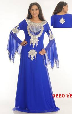 Royal-blue embroidered georgette islamic-kaftans 1