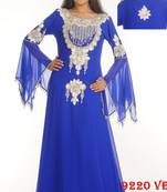 Royal-blue embroidered georgette islamic-kaftans