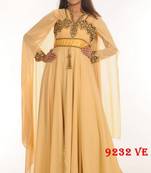 Beige embroidered georgette islamic-kaftans