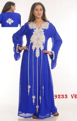 Royal-blue embroidered georgette islamic-kaftans 1