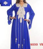 Royal-blue embroidered georgette islamic-kaftans