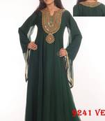 Dark-green embroidered georgette islamic-kaftans