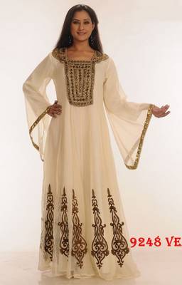 Cream embroidered georgette islamic-kaftans 1