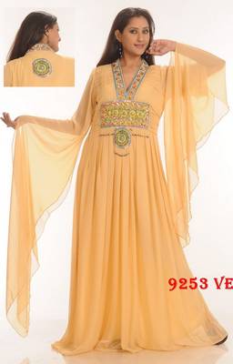Cream embroidered georgette islamic-kaftans 1