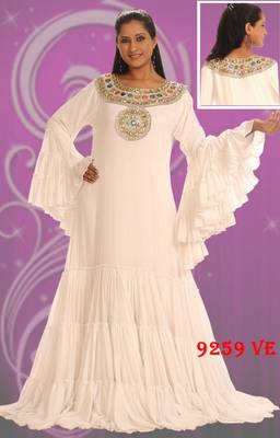 White embroidered georgette islamic-kaftans 1