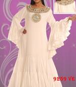White embroidered georgette islamic-kaftans