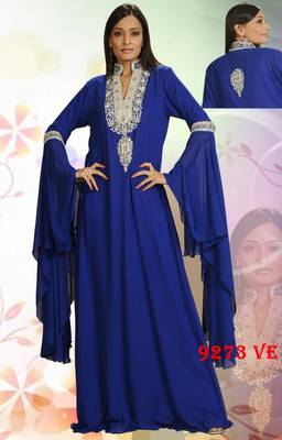 Royal-blue embroidered georgette islamic-kaftans 1