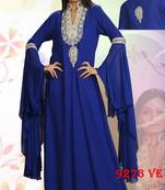 Royal-blue embroidered georgette islamic-kaftans