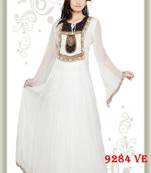 White embroidered georgette islamic-kaftans