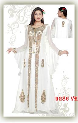 White embroidered georgette islamic-kaftans 1
