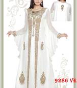 White embroidered georgette islamic-kaftans