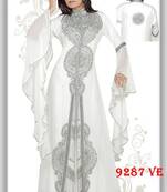White embroidered georgette islamic-kaftans