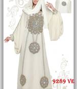 Cream embroidered georgette islamic-kaftans