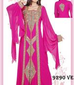 Rani-pink embroidered georgette islamic-kaftans