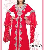 Red embroidered georgette islamic-kaftans