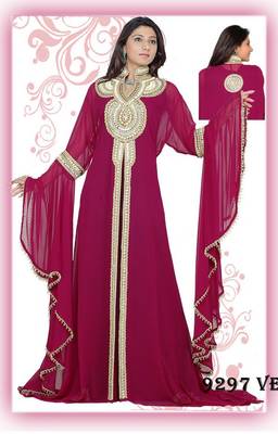 Wine embroidered georgette islamic-kaftans 1