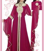 Wine embroidered georgette islamic-kaftans