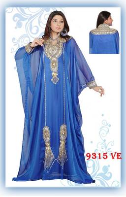 Royal-blue embroidered georgette islamic-kaftans 1