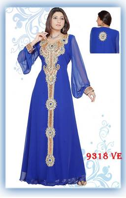 Royal-blue embroidered georgette islamic-kaftans 1