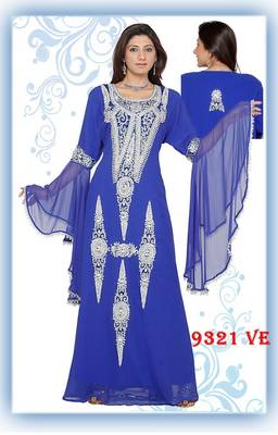 Royal-blue embroidered georgette islamic-kaftans 1