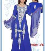 Royal-blue embroidered georgette islamic-kaftans